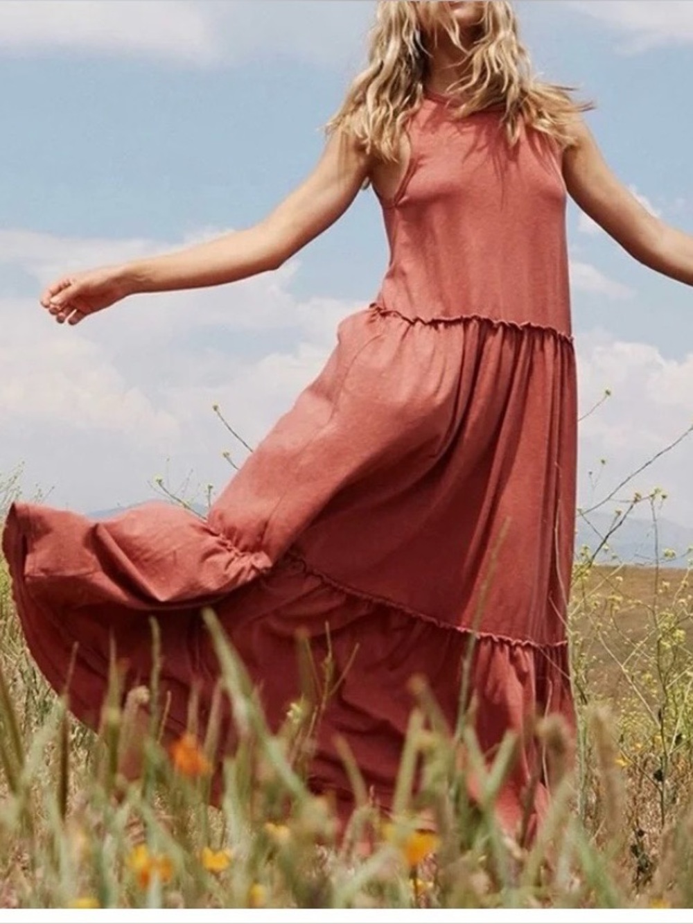 aerie tiered ruffle maxi dress mauve